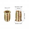 Uxcell 5 16-18 X 20mm Threaded Inserts Nuts 100pcs For Wood Furniture Interface Hex Socket Drive Insert With Wrench