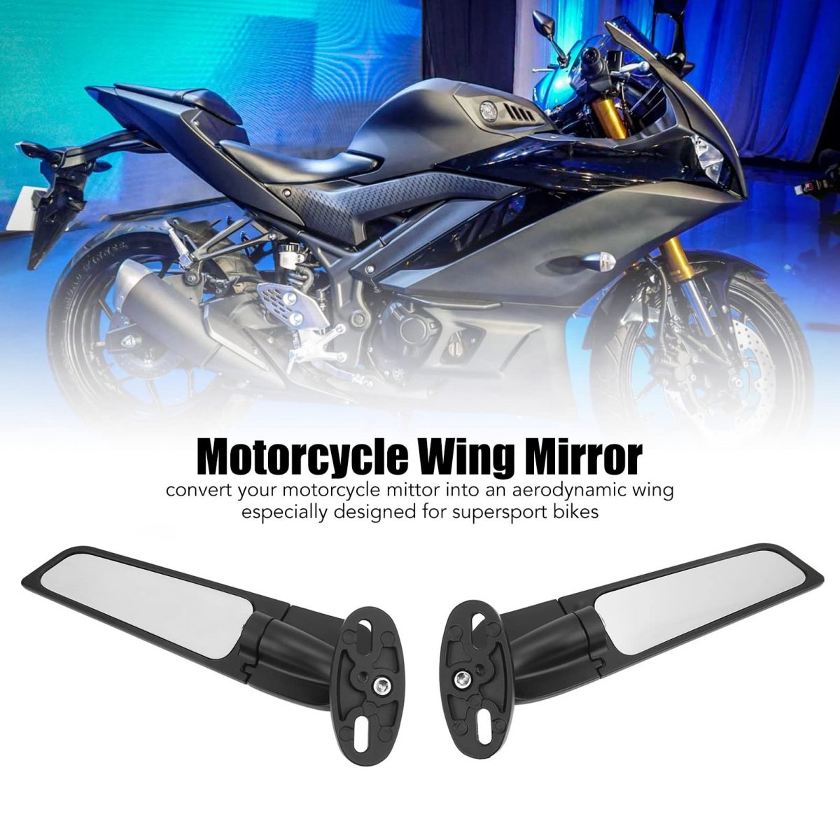 Motorcycle Wing Mirror 2pcs Rearviews Wind Adjustable Rotating Side Mirror For R15 R25 R3 R1 R1s R6 R6s V2 V3