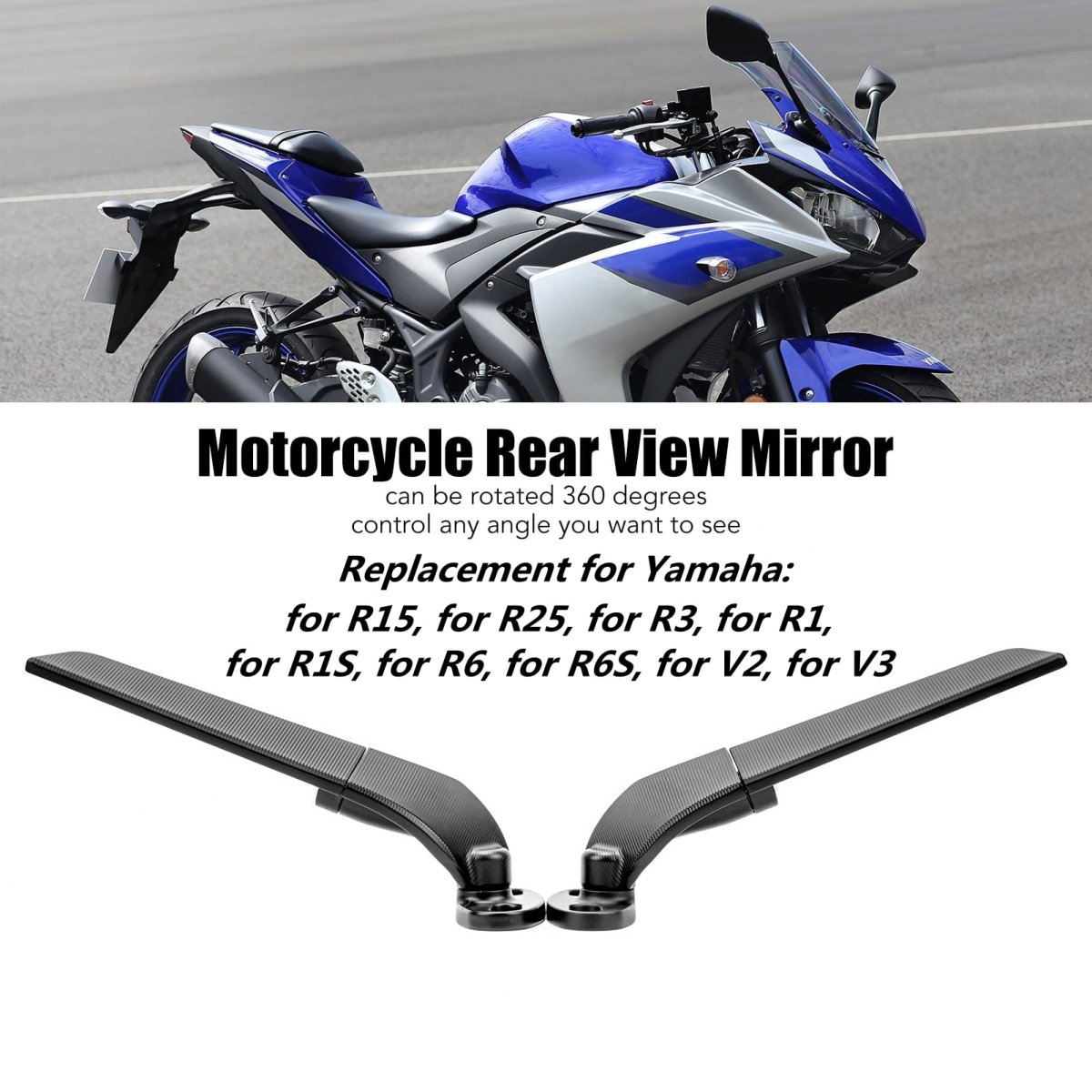 Motorcycle Wing Mirror 2pcs Rearviews Wind Adjustable Rotating Side Mirror For R15 R25 R3 R1 R1s R6 R6s V2 V3