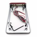 Httmt Mt294-003- Motorcycle Chrome 7 X 4 Flat License Plate Frame Bracket Tag Holder W 3 Led Bar Compatible With Universal
