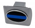 Police Blue Line Emblem Brushed All Metal Hitch Cover