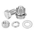 20 Set Hex Head Screw Bolt 1 2-13 X 3 4 In 304 Stainless Steel Fully Threaded Bolts With Nuts Flat And Lock Washers Silver 