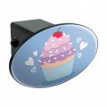 Cute Cupcake Vanilla Cherry With Sprinkles Oval Tow Trailer Hitch Cover Plug Insert