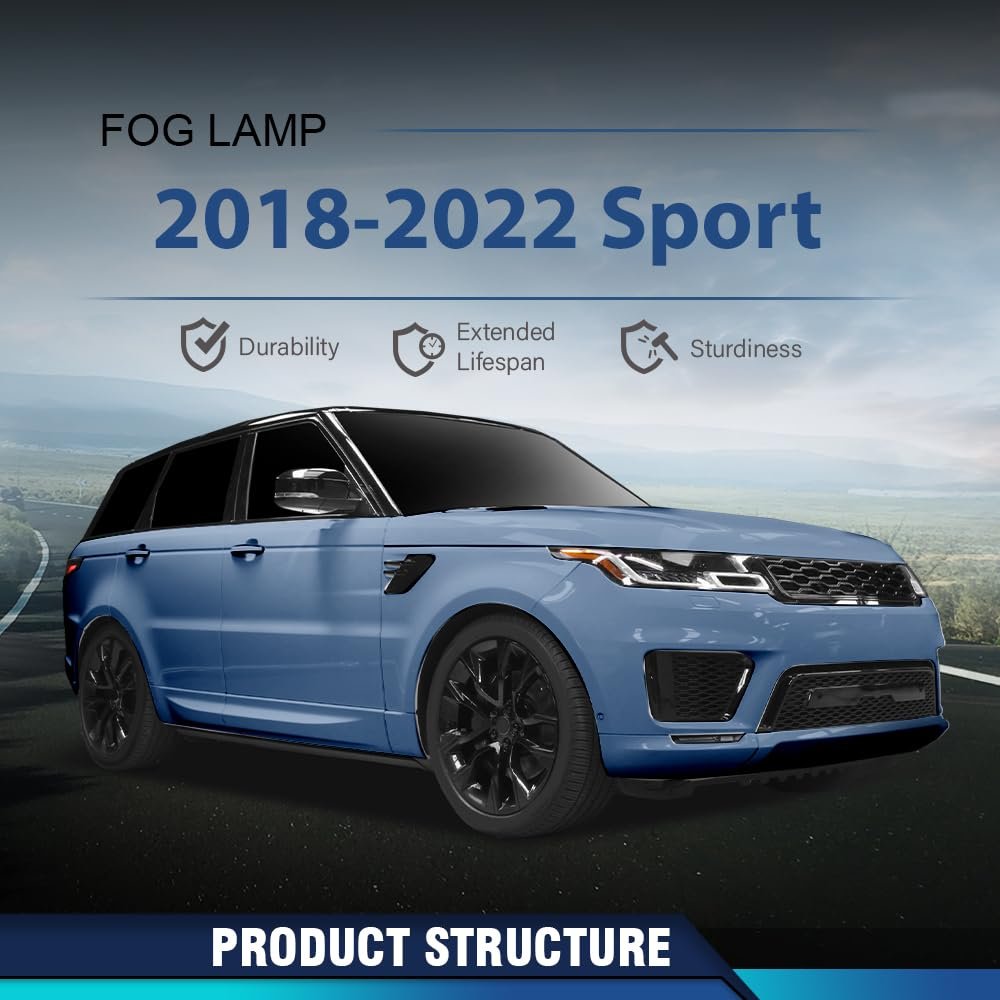 Front Fog Light Lamp Passenger Right Side For Land Rover Range Sport 2018-2022 Fit 2018-2021 Lr142092 Lr098340 Clear Lens Black