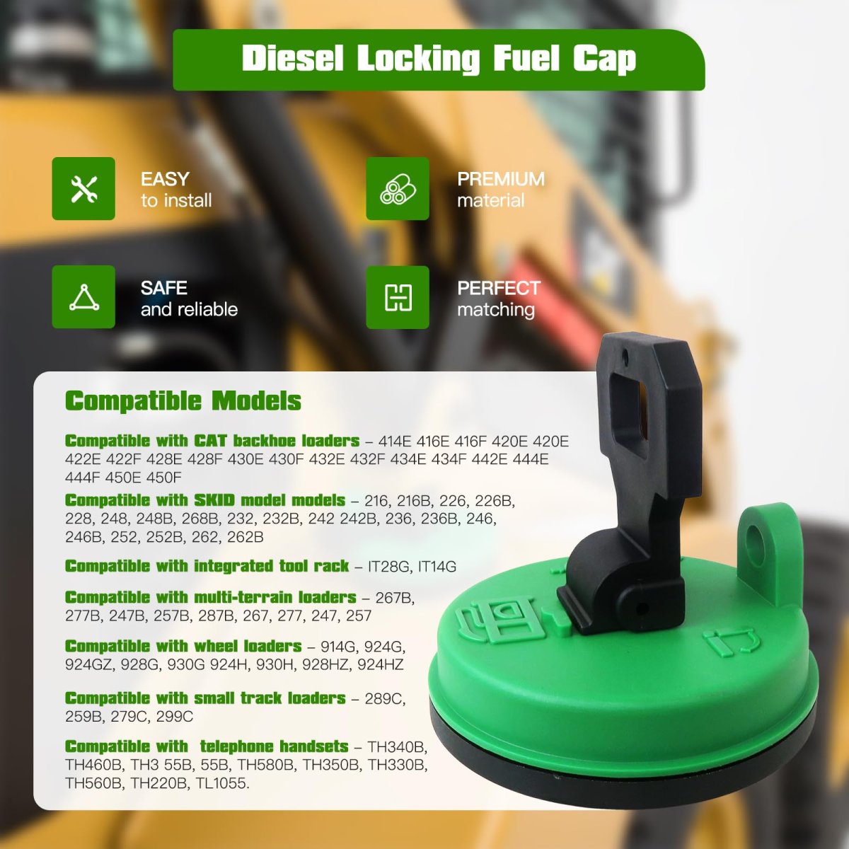 Diesel Locking Fuel Cap For Skid Steer 216 216b 226 226b 228 248 248b 268b 232 232b Replaces 142-8828