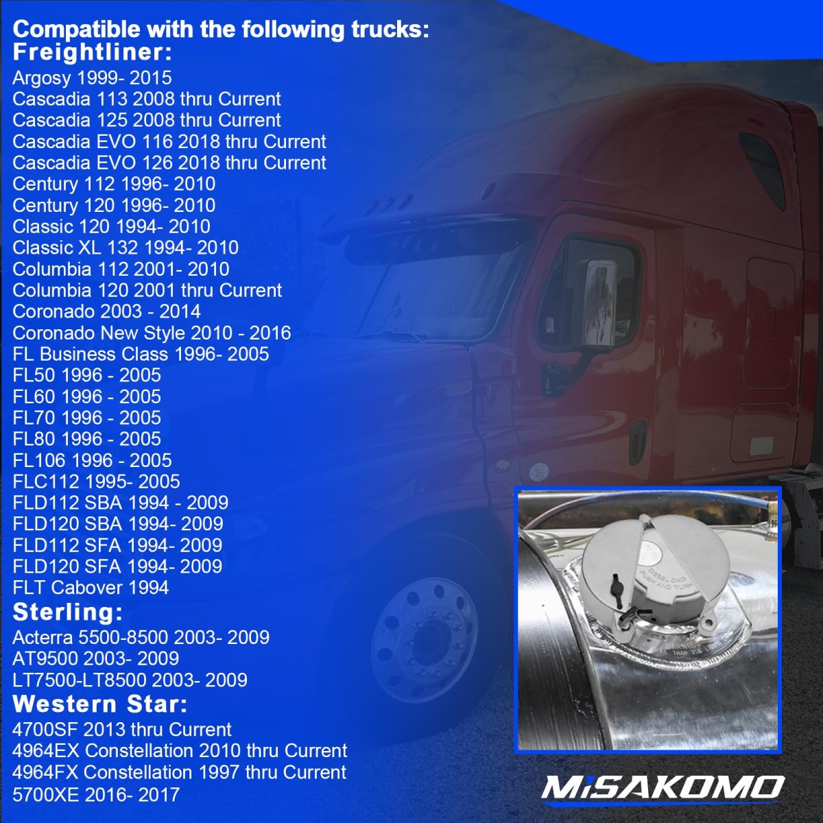 Locking Fuel Tank Cap Cover For Class 8 Trucks Diesel Zinc Alloy Freightliner Sterling And Western Star Model Hw-a1403