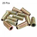 Uxcell M8x30mm Furniture Screw-in Nut Zinc Alloy Threaded Insert Nuts For Wood 25pcs