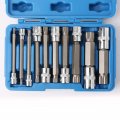 10pcs Xzn Triple Square Socket Kit Spline Bit Set Long Drive Metric Bits 4-inch A Nd A A Ratchets