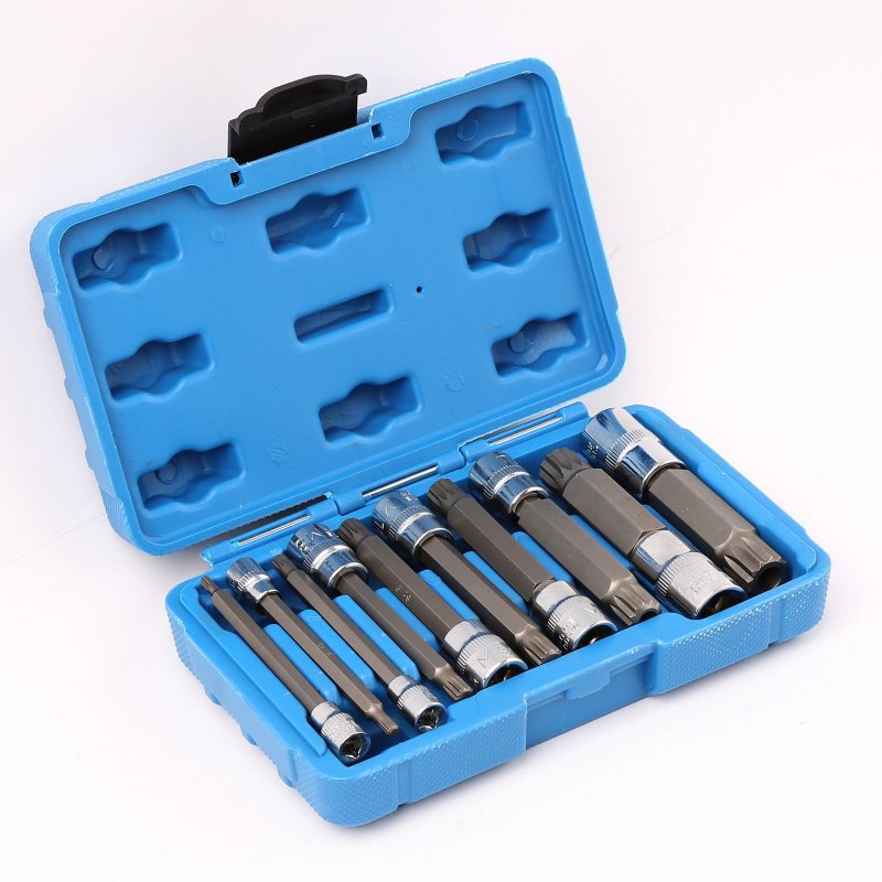 10pcs Xzn Triple Square Socket Kit Spline Bit Set Long Drive Metric Bits 4-inch A Nd A A Ratchets