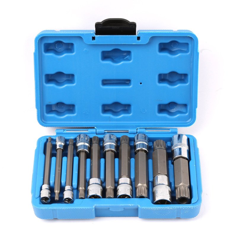 10pcs Xzn Triple Square Socket Kit Spline Bit Set Long Drive Metric Bits 4-inch A Nd A A Ratchets
