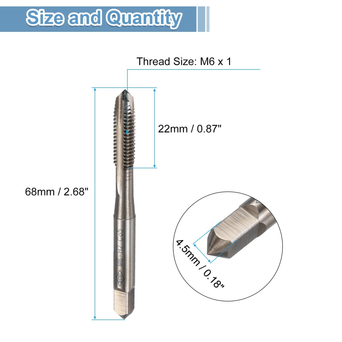 Spiral Point Plug Threading Tap M6 X 1 Ground Threads H2 M35 High Speed Steel Cobalt Heat Coloring Metric Screw Taps Tapping