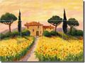 Tuscan Landscape Ceramic Tile Mural Backsplash 17 X 12 75 Sunflower Villa By Joanne Morris Margosian Kitchen Shower Decor 