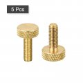 Uxcell 5pcs Brass Knurled Thumb Screws M5x12mm Flat Grip Bolt Knobs Fasteners For Electronic Mechanical