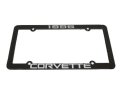 1996 Black Corvette License Plate Frame With Raised Silver Letters Powder Coated Finish Screw Mounting For Cars