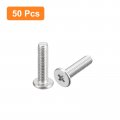 Uxcell M3-0 5 X 12mm 50pcs Flat Round Head Screws 304 Stainless Steel Phillips Drive Machine Hardware Fastener For Furniture