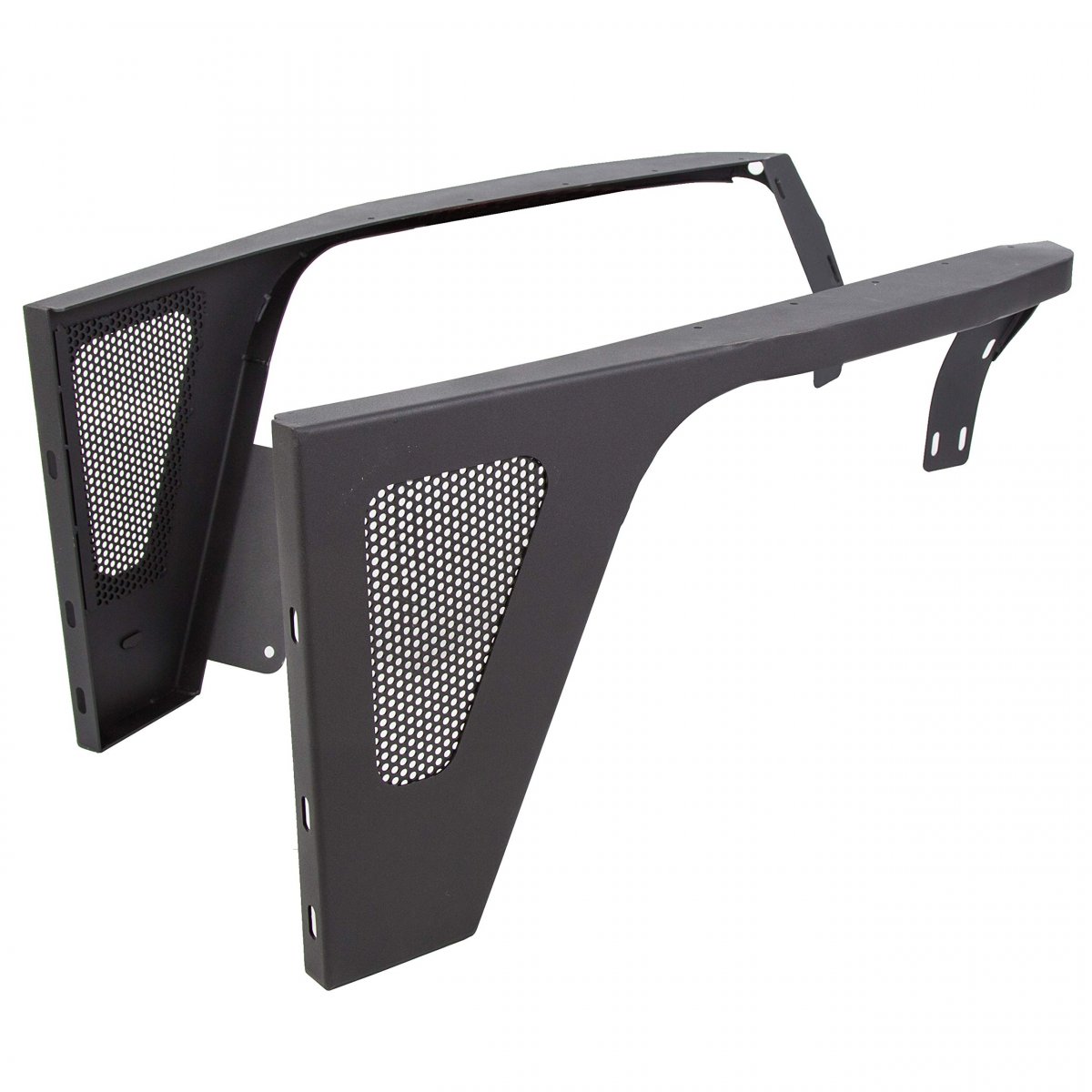 Front Fender Flare For 1987-1996 Jeep Wrangler Yj Off Road Armor Rocker Guards With Steel Mesh Led Eagle Lights Black 2 Pcs