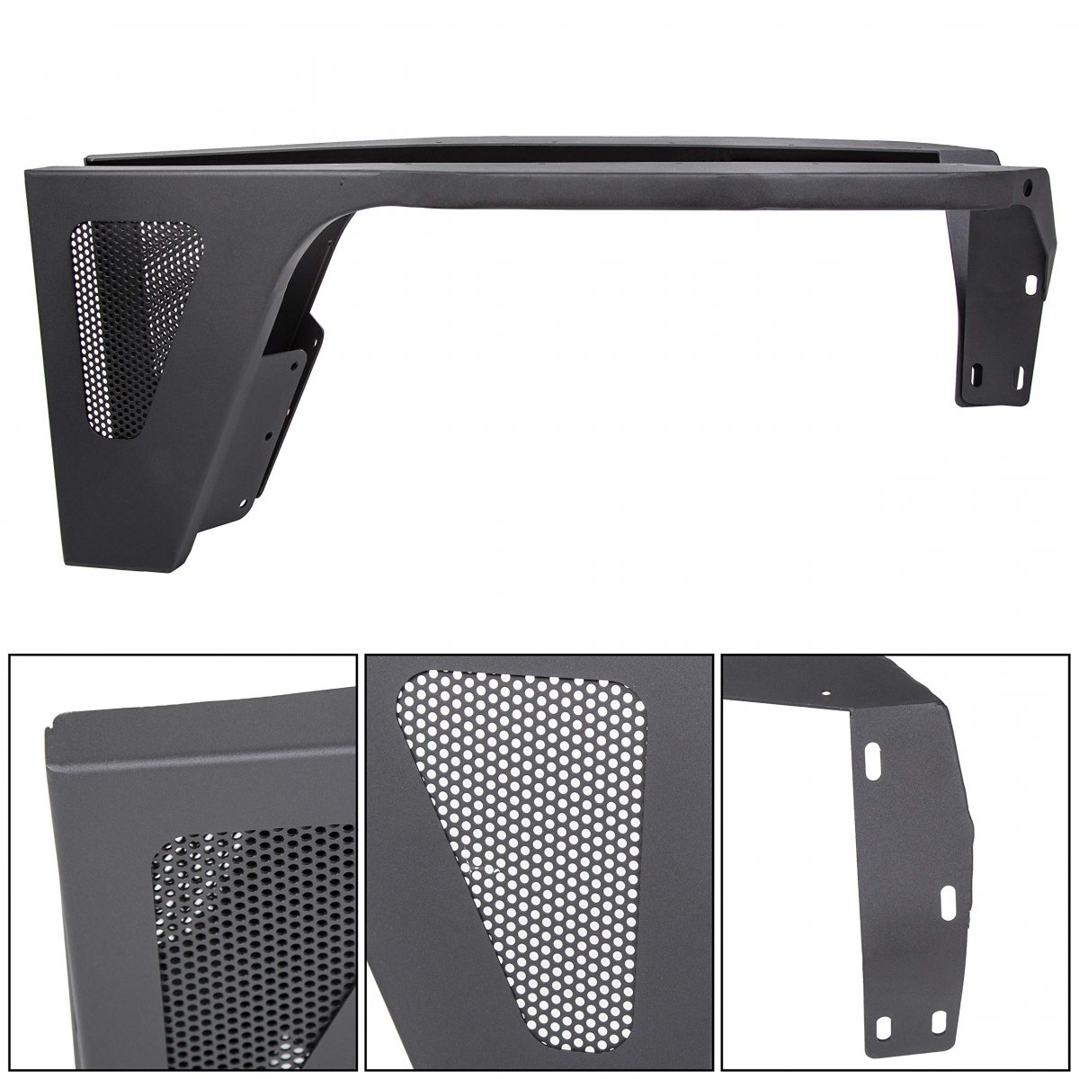 Front Fender Flare For 1987-1996 Jeep Wrangler Yj Off Road Armor Rocker Guards With Steel Mesh Led Eagle Lights Black 2 Pcs