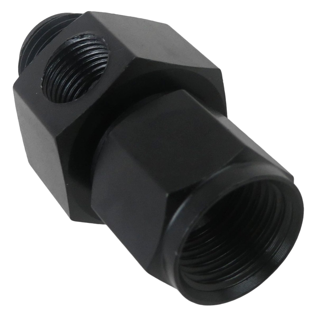 An6 Fuel Pressure Take Off Fitting Male To Female 1 8 In Npt Port 37 Degrees Flare Seal 1500psi Black Aluminum Adapter