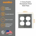 Sunlite 2-gang Receptacle Duplex Wall Plate Plastic Outlet Covers Matching Screws Included Ul Listed 12 Pack Steel Count