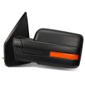 Left Driver Side Black Power Heated Glass Manual Folding Rear View Tow Mirror Compatible With Ford F-150 04-14 