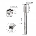 Uxcell 5 16-32 Unef Metric Tap And Die Set Hss Machine Thread Screw With Alloy Tool Steel Round Threading Silver Tone 2pcs