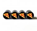 Pizza Emoji Tire Valve Stem Caps Black Aluminum Set Of Four 