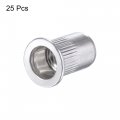 Uxcell M8 Rivet Nuts Aluminium Alloy Knurled Flat Head Threaded Insert Nut Silver 25pcs