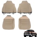 Tan Seat Cover Front Leather Driver Passenger Bottom Top Replacement For 2003-2007 F250 F350 F450 F550 