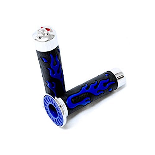Sport Bike And Dirt Bikes Motorcycle Flame Gel Style Hand Grips With Skull Blue Color For Aprilla Bmw Ducati Triumph Honda