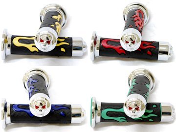 Sport Bike And Dirt Bikes Motorcycle Flame Gel Style Hand Grips With Skull Blue Color For Aprilla Bmw Ducati Triumph Honda