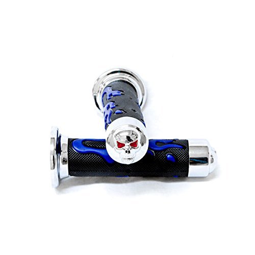 Sport Bike And Dirt Bikes Motorcycle Flame Gel Style Hand Grips With Skull Blue Color For Aprilla Bmw Ducati Triumph Honda