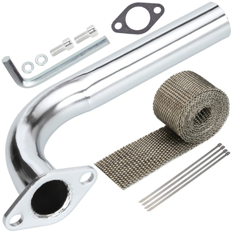 420cc Exhaust Header Pipe Replacement For Predator 420 301cc Gx240 270cc 390cc Mini Bike Go Kart Parts With Heat Shield Tape