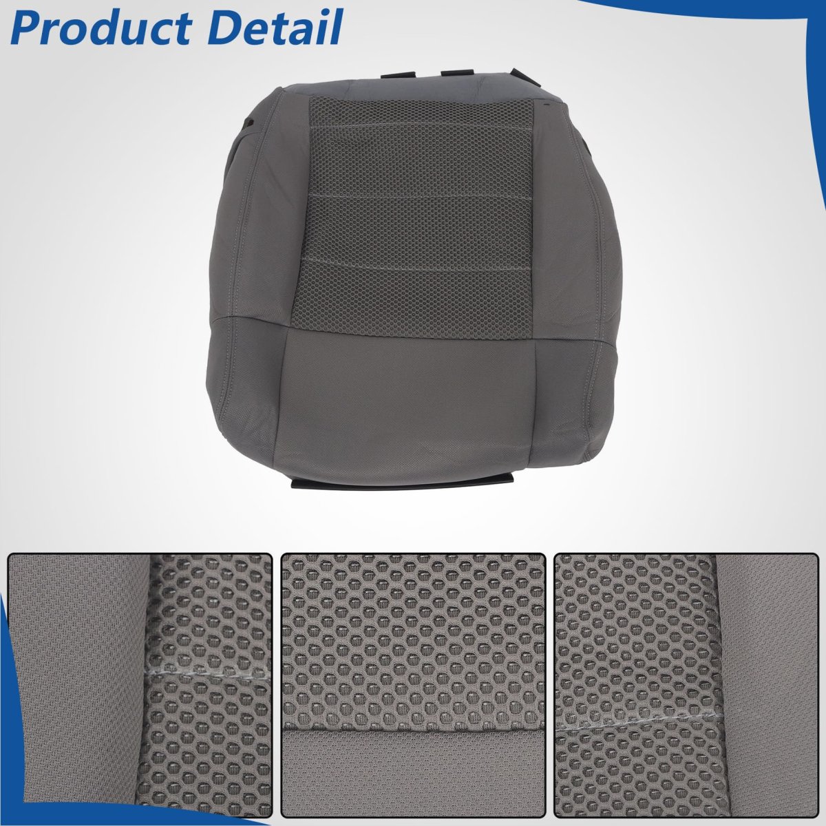 Cloth Front Driver Bottom Seat Cover Gray Replacement For 2007-2012