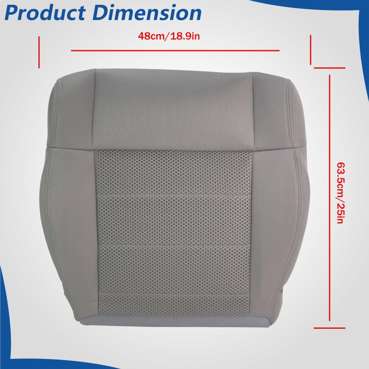 Cloth Front Driver Bottom Seat Cover Gray Replacement For 2007-2012