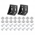 2set Inside Corner Bracket Gusset Kits 78x78x79mm 8080 Angle Connector For European Series Aluminum Profile Black 16 X Hex 