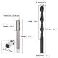 Uxcell Tap And Drill Bit Set 3 8-24 Unf Thread 1 Black Oxide Twist Straight Flute Tapping Threading Repair Tool Kit