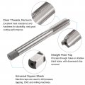 Uxcell Tap And Drill Bit Set 3 8-24 Unf Thread 1 Black Oxide Twist Straight Flute Tapping Threading Repair Tool Kit