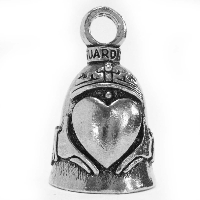 Guardian Bell Celtic Claddagh Heart Motorcycle Biker Luck Riding Silver