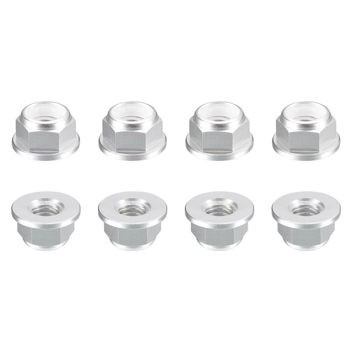 Nylon Insert Hex Lock Nuts 8pcs M3 X 0 5mm Aluminum Alloy Self-locking Anodizing Flange Nut For Fasteners Silver