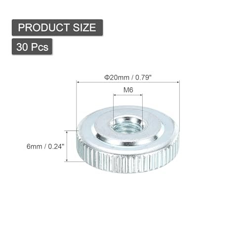 Knurled Thumb Nuts M6 Female Thread Thin Type Zinc-plated Carbon Steel Nut Flat Head Through Hole Lock Adjusting For 3d Printer