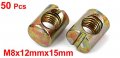 Uxcell M8x12mmx15mm Bed Bolts Cross Dowel Slotted Furniture Nuts 50pcs