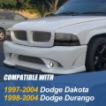 Auto Dynasty Pair Of Smoked Housing Clear Corner Headlight W Bumper Lamps Compatible With Dodge Dakota Durango 97-04