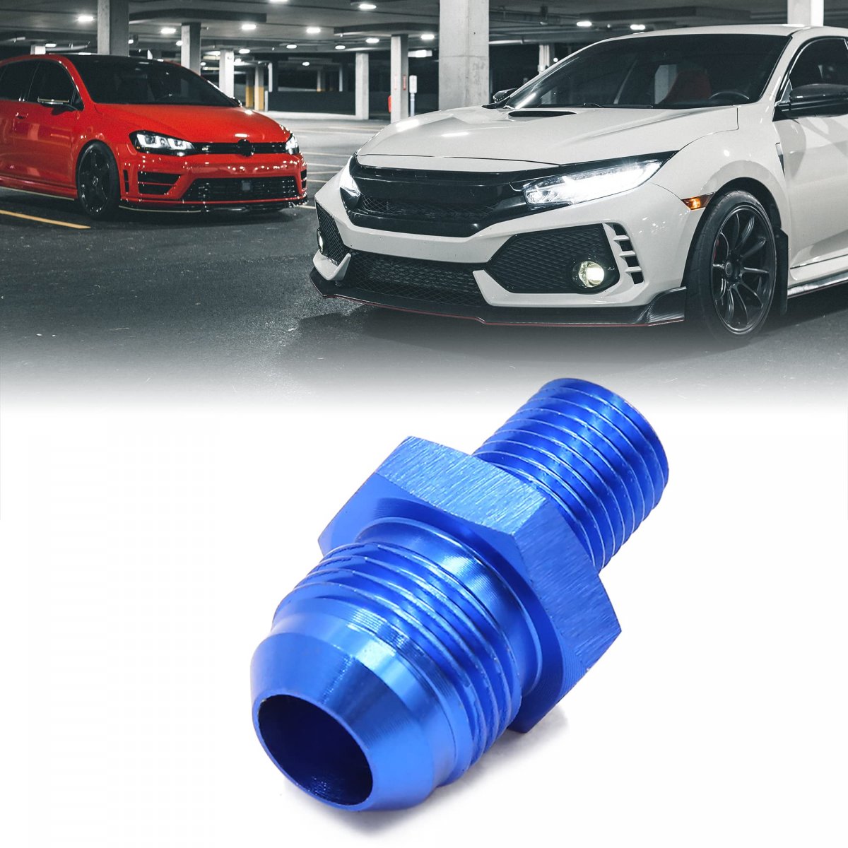 Blue Aluminum Alloy An8-1 4npt Straight Fuel Oil Hose Fitting Adapter For Car