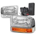 Auto Dynasty Led Turn Signal Chrome Clear Corner Headlight W Bumper Lamps Tool Kit For Ford F-250 F-350 Super Duty 99-04 