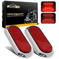 2pcs 6 Oval Chrome Trailer Truck Red 10 Led Surface Mount Stop Turn Tail Lights