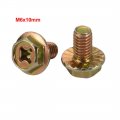 Uxcell 40pcs M6x10mm Yellow Zinc Plated 4 8 Grade Phillips Drive Serrated Flange Hex Head Bolt