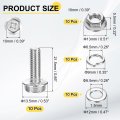 M6 X 16mm Flanged Hex Head Bolts 10pcs 304 Stainless Steel Flange Hexagon Screws With Nuts Flat Lock Washers Fully Threaded For