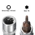 3pcs 1 4 Drive X T8 Torx Bit Socket S2 Steel Bits Cr-v Sockets 38mm Length Use With Ratchet Wrench Slide Bar Extension Rod