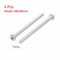 Uxcell M6x90mm Machine Screws Pan Phillips Cross Head Screw 304 Stainless Steel Fasteners Bolts 4pcs