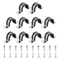 10pcs 30mm 1-3 16 Cable Clamp 2 Hole 304 Stainless Steel Rubber Coated Cushion Insulated Clamps U Holder Pipe Strap With 